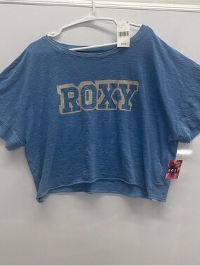 Roxy Blue Crop Top with Cream Logo